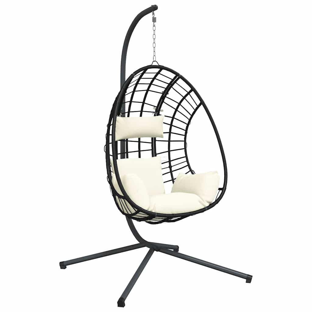 Vidaxl hangstoel met standaard rotan en staal beige