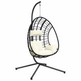 Vidaxl hangstoel met standaard rotan en staal beige