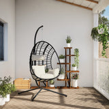 Vidaxl hangstoel met standaard rotan en staal beige
