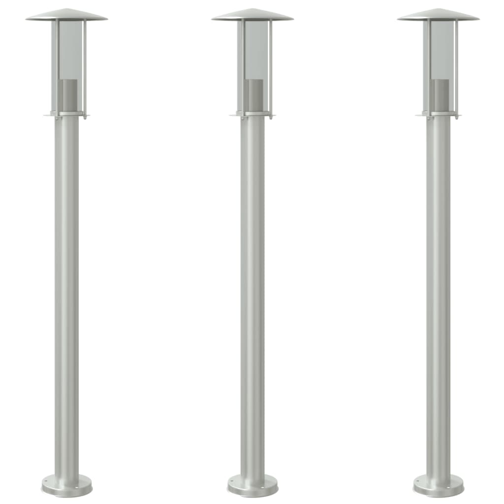 Vidaxl vloerlamp voor buiten 3 st 100 cm roestvrij staal zilverkleurig