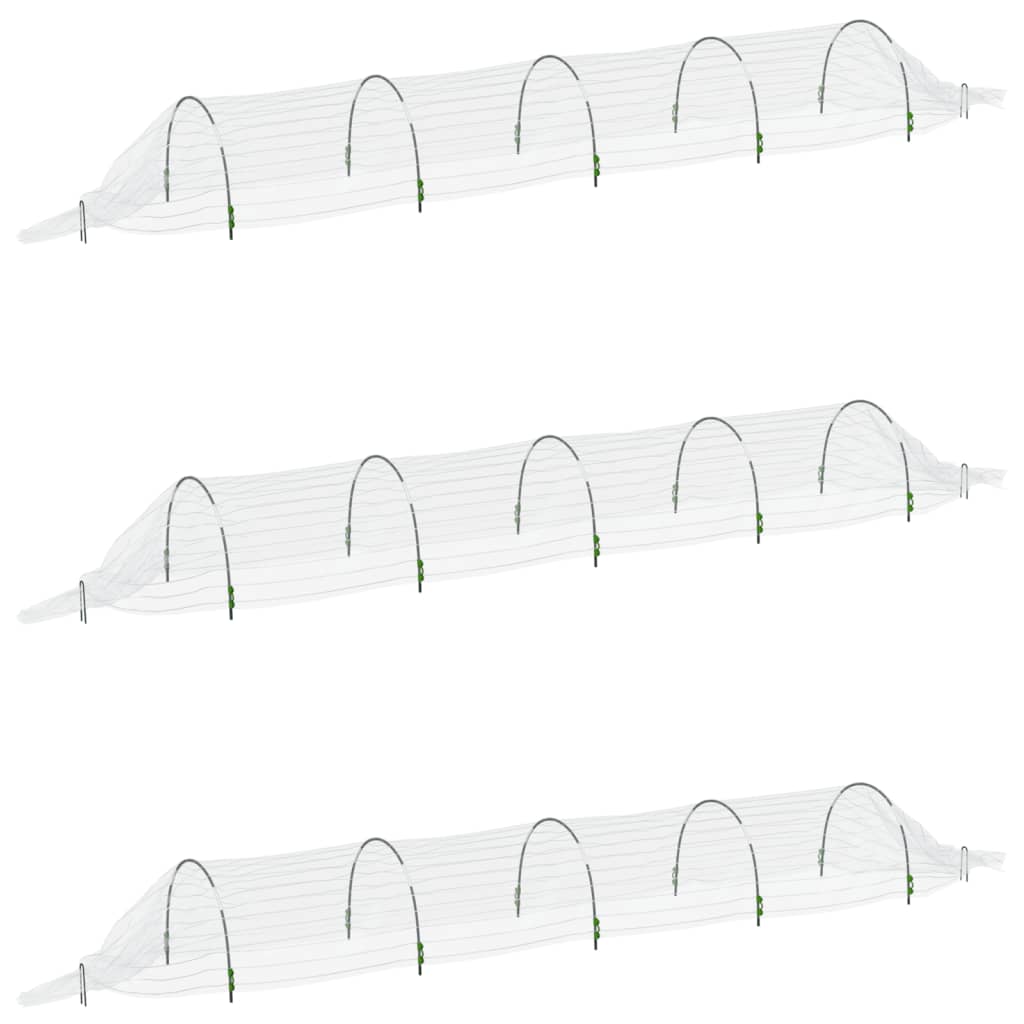 VidaXL Kweektunnels 3 st 1,5x5 m glasvezel en polypropeen