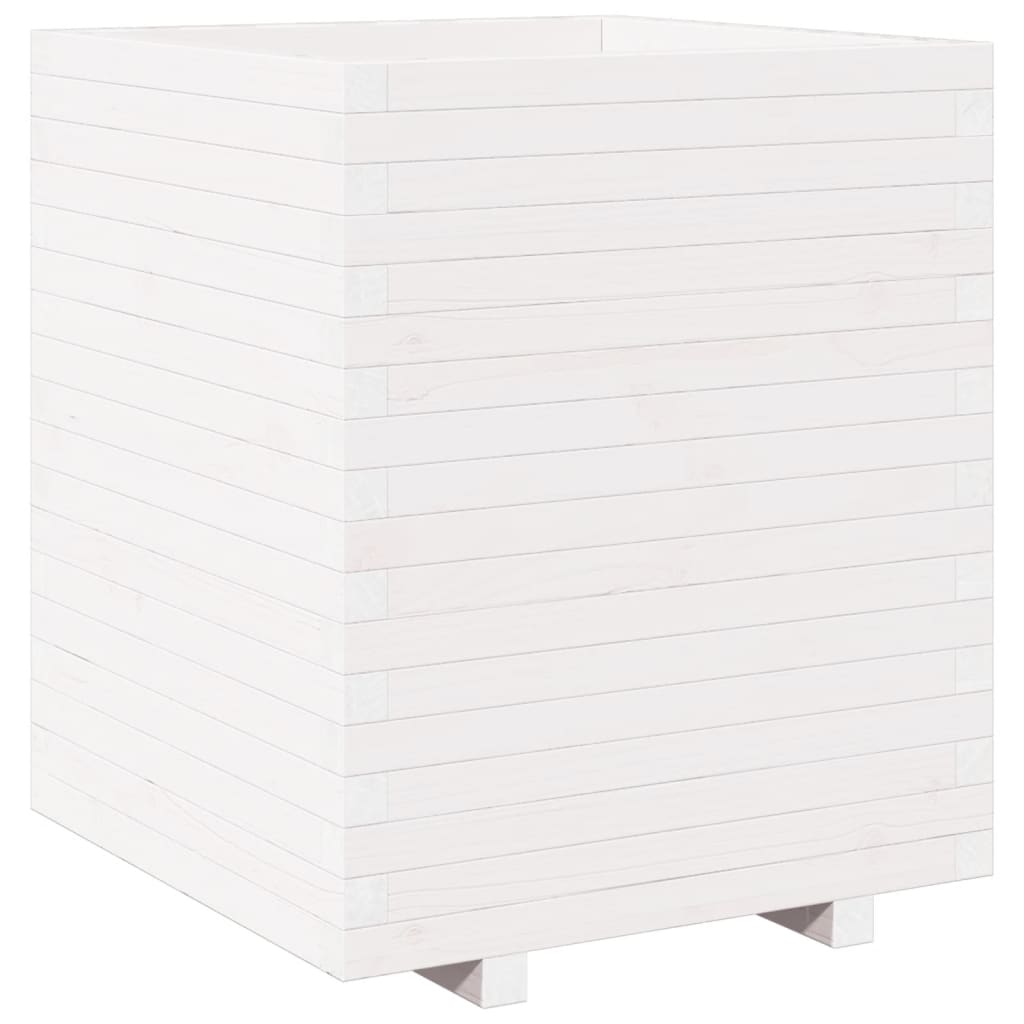 VidaXL Plantenbak 60x60x72,5 cm massief grenenhout wit
