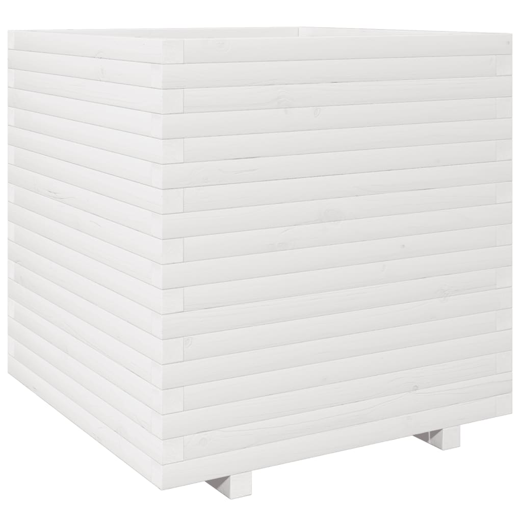 VidaXL Plantenbak 70x70x72,5 cm massief grenenhout wit