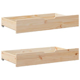 Vidaxl bedlades 2 st met wieltjes 90x55x17 cm massief grenenhout