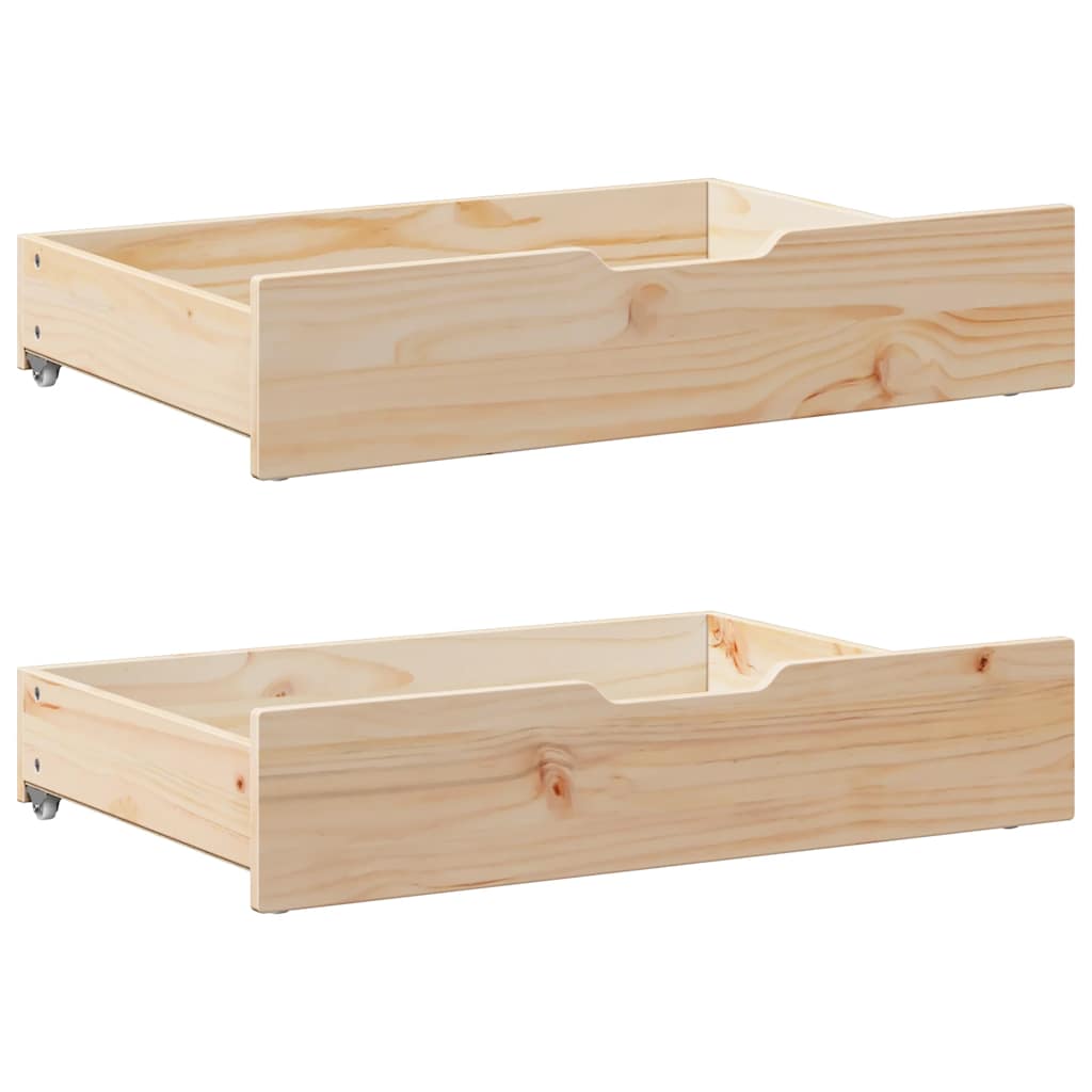 Vidaxl bedlades 2 st met wieltjes 80x55x17 cm massief grenenhout