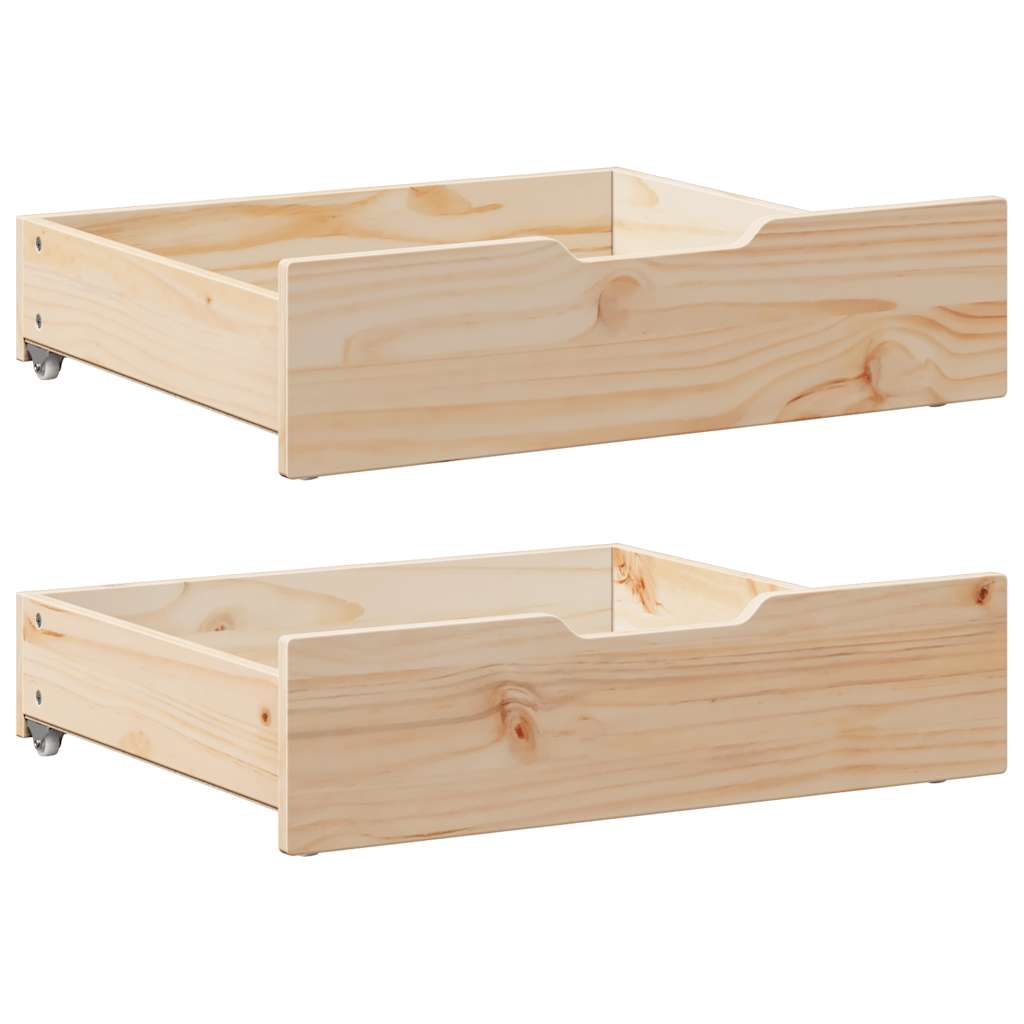 Vidaxl bedlades 2 st met wieltjes 75x55x17 cm massief grenenhout