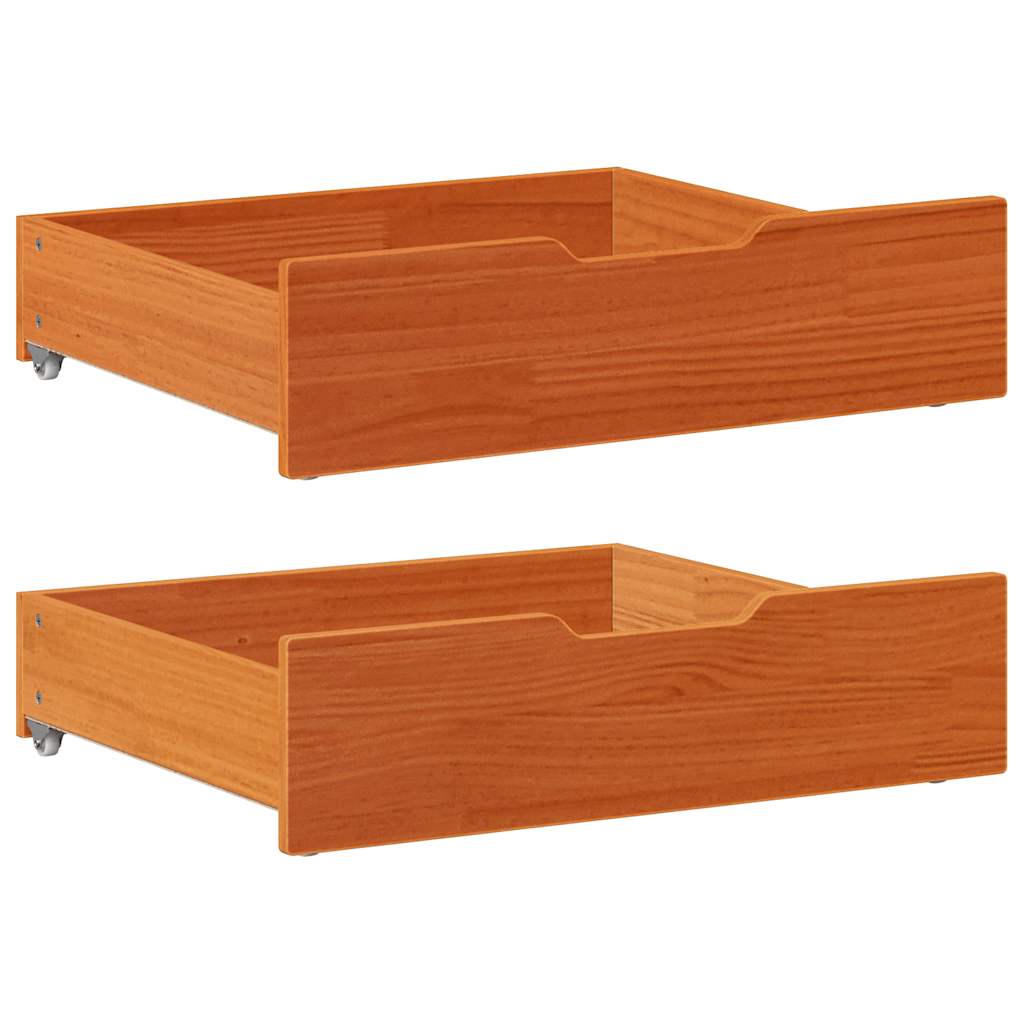 Vidaxl bedlades 2 st 65x55x17 massief grenenhout wasbruin