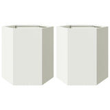 Vidaxl plantenbakken 2 st zeshoek 46x40x45 cm staal wit