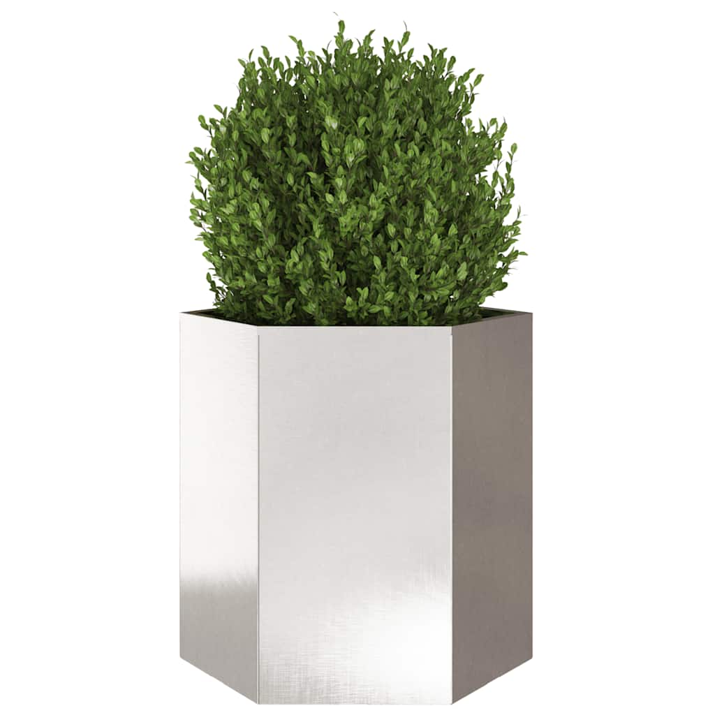 Vidaxl plantenbak zeshoek 46x40x45 cm roestvrijstaal