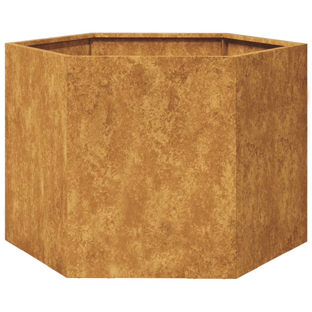 Vidaxl plantenbak zeshoek 69x60x45 cm weervast staal