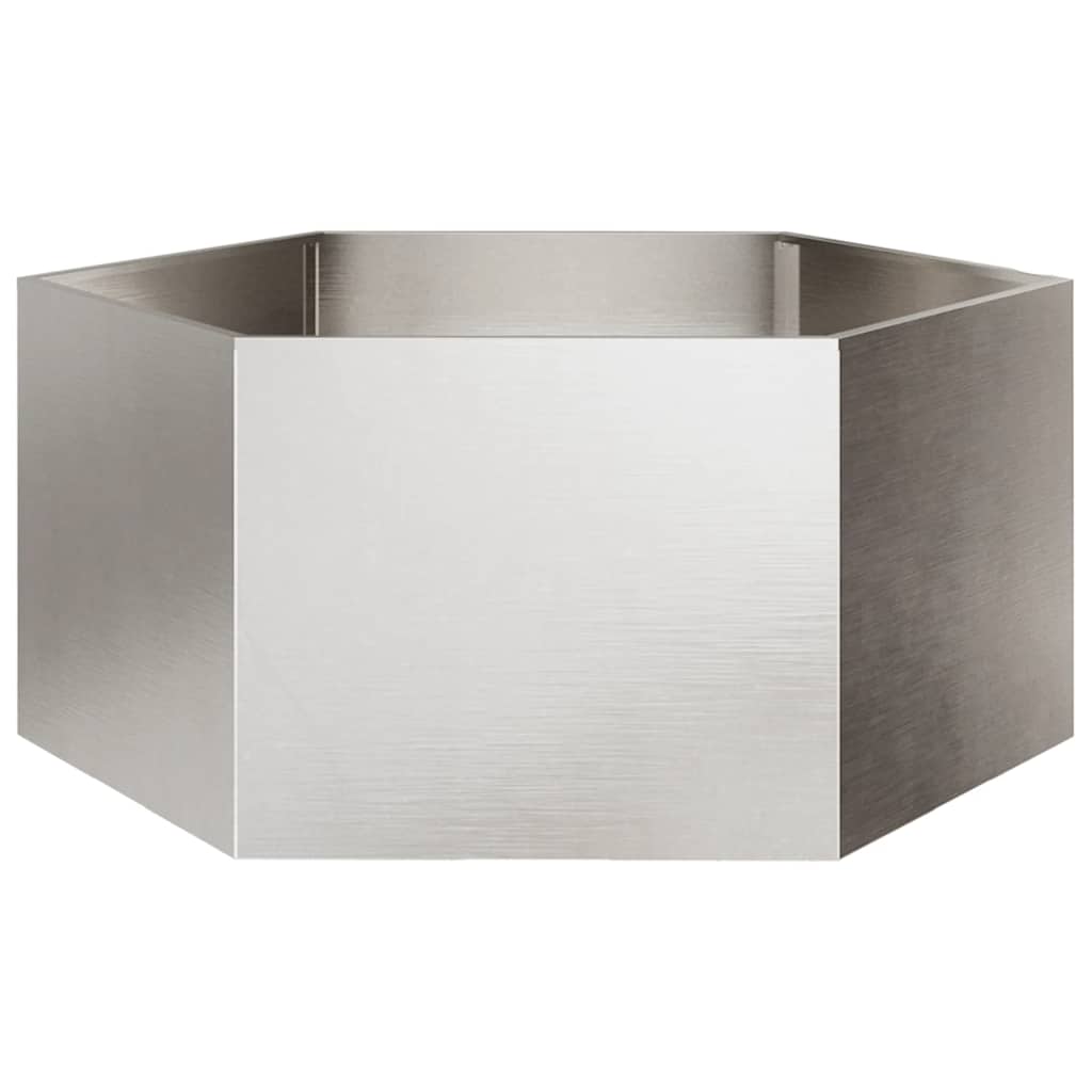 Vidaxl plantenbak zeshoek 104x90x45 cm roestvrijstaal