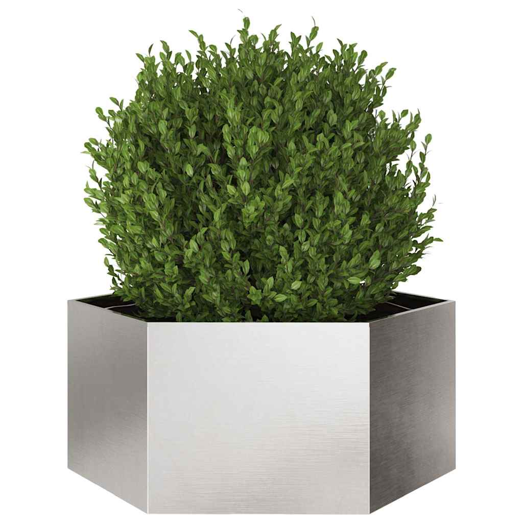 Vidaxl plantenbak zeshoek 104x90x45 cm roestvrijstaal