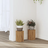 Vidaxl plantenstandaards 2 st 10x10x18 cm hout artisanaal eiken