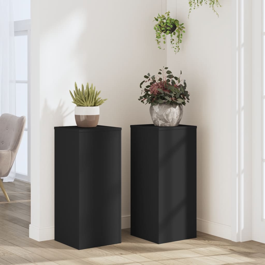 Vidaxl plantenstandaards 2 st 30x30x70 cm bewerkt hout zwart