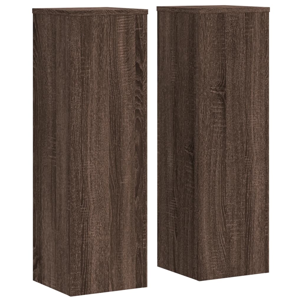 Vidaxl plantenstandaards 2 st 25x25x80 cm bewerkt hout bruin eiken