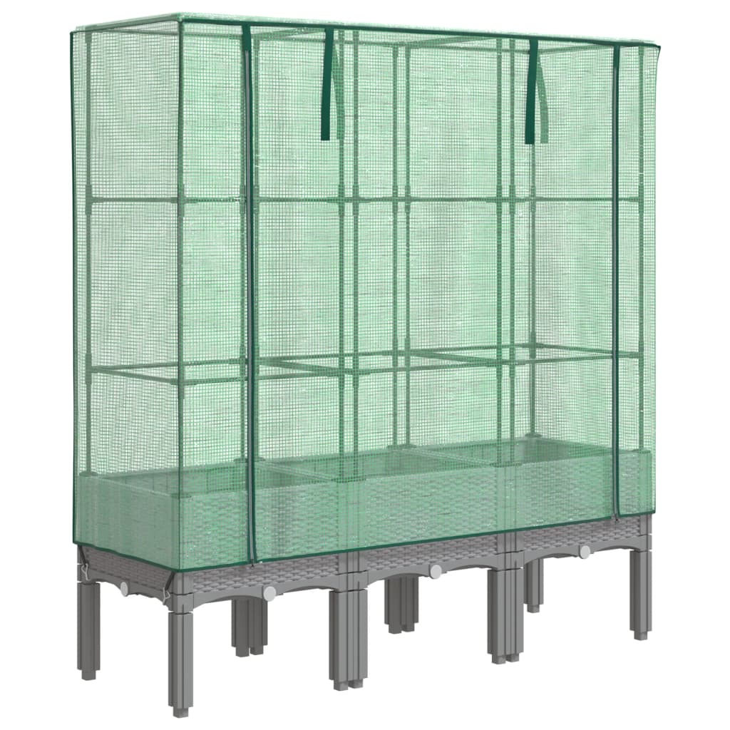 Vidaxl plantenbak verhoogd met kashoes 120x40x140 cm rattanlook