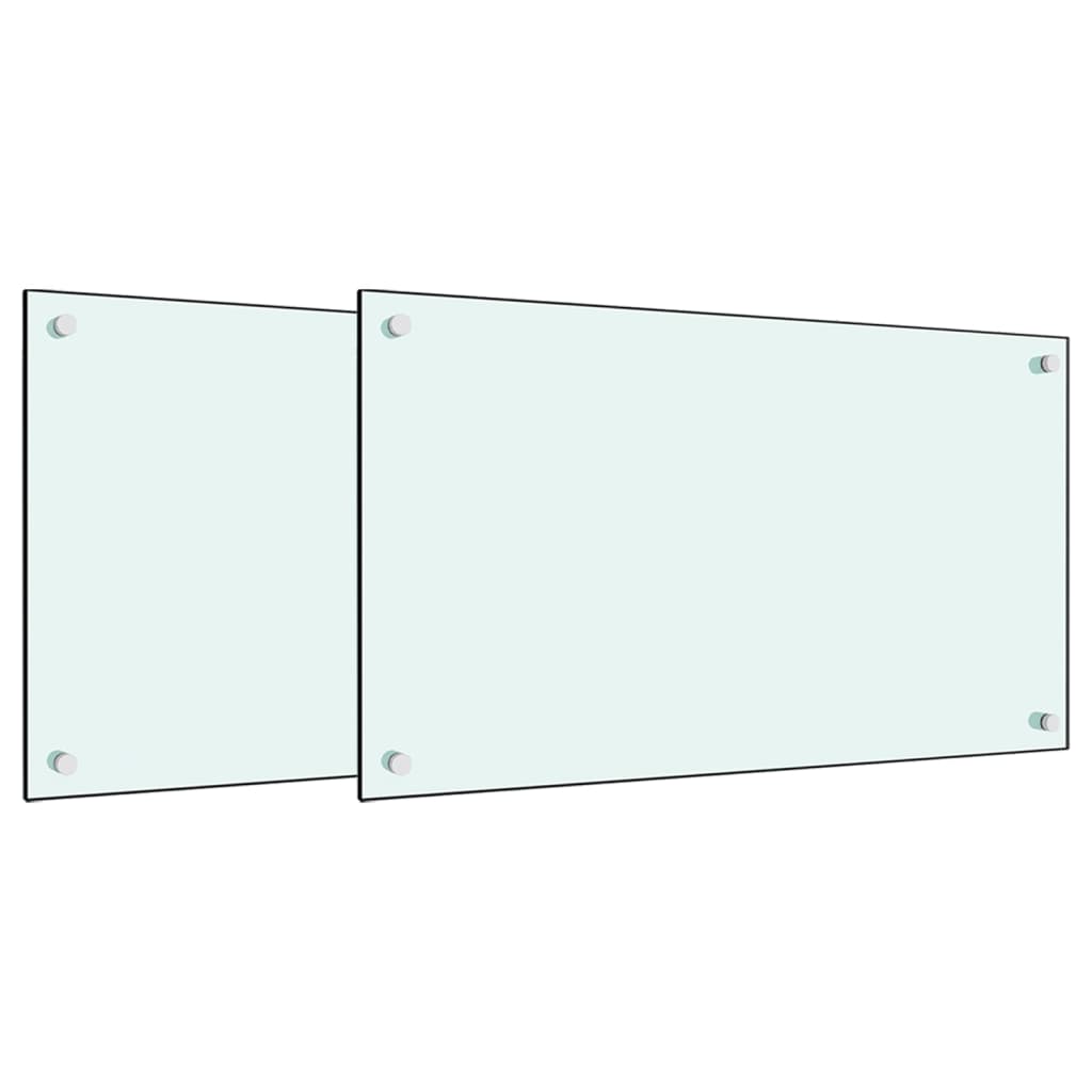 VidaXL Spatschermen keuken 2 st 70x40 cm gehard glas wit