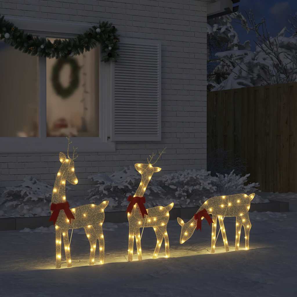 Vidaxl kerstdecoratie rendier 3 st 90 led's warmwit