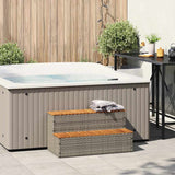 Vidaxl hottub-opstap 100x50x50,5 cm poly rattan massief acaciahout