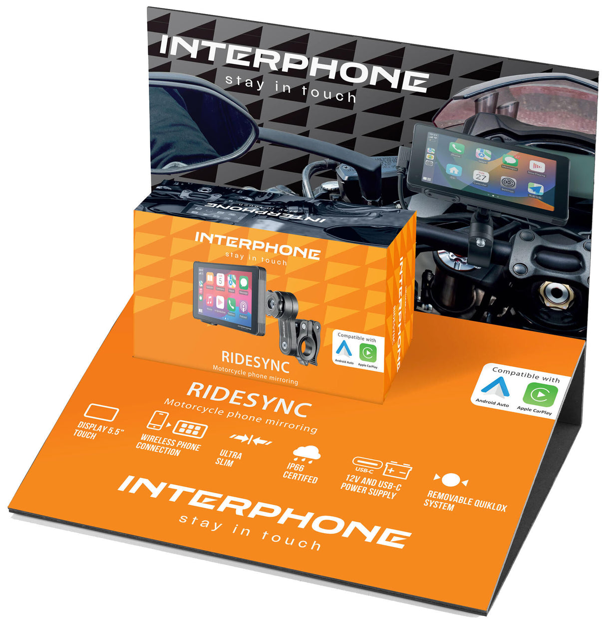 Interphone verkoopdisplay display counter display ridesync