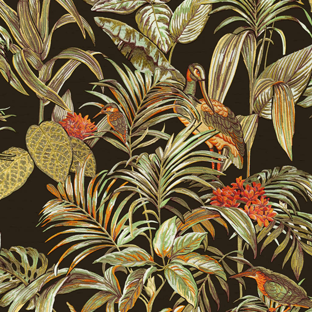 Dutch wallcoverings behang bird-of-paradise zwart