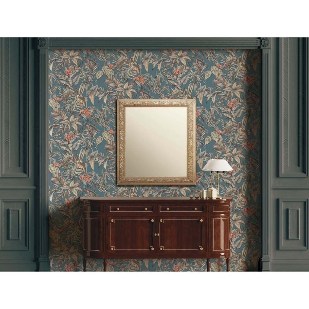 Dutch wallcoverings behang bird-of-paradise blauw