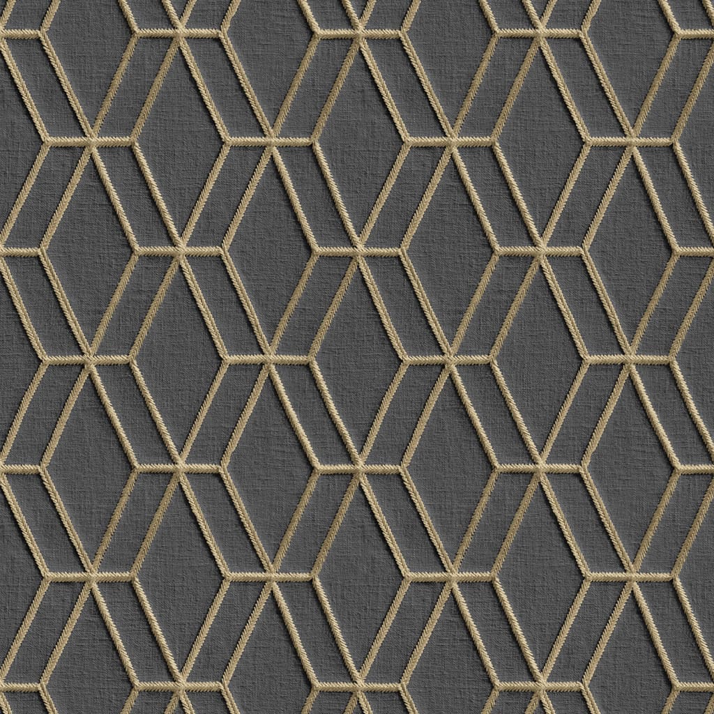Dutch wallcoverings behang hexagonal zwart en goudkleurig