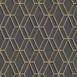 Dutch wallcoverings behang hexagonal zwart en goudkleurig