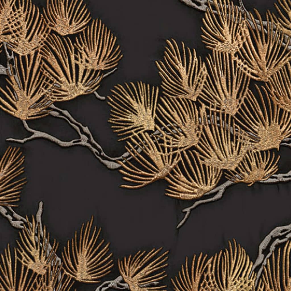 Dutch wallcoverings behang pine tree zwart en goudkleurig