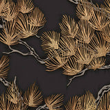 Dutch wallcoverings behang pine tree zwart en goudkleurig