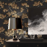 Dutch wallcoverings behang pine tree zwart en goudkleurig