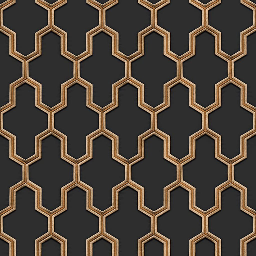 Dutch wallcoverings behang geometric zwart en goudkleurig