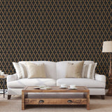 Dutch wallcoverings behang geometric zwart en goudkleurig