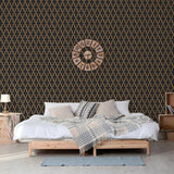 Dutch wallcoverings behang geometric zwart en goudkleurig
