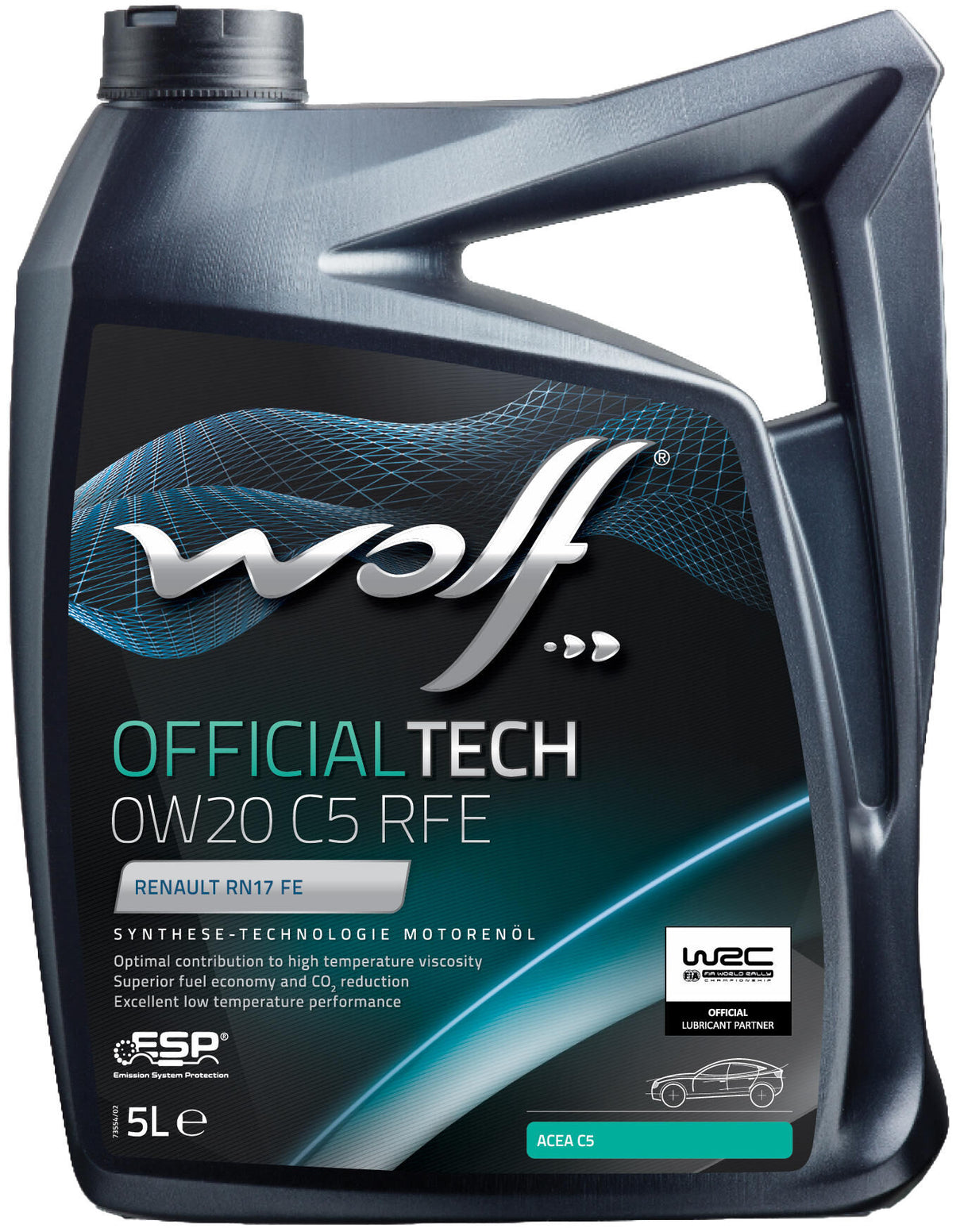 Wolf motorolie officialtech c5 rfe . motoroil 0w20 5l off.tech c5 rfe