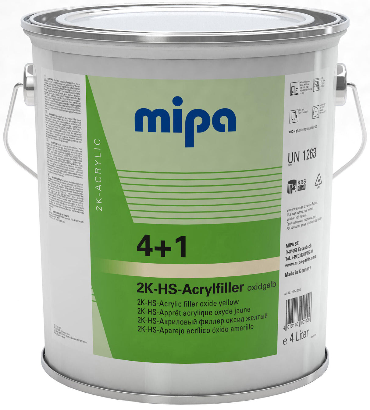 Mipa acryl filler 4+1 hs 4+1 acrylic filter hs 4l oxidyellow