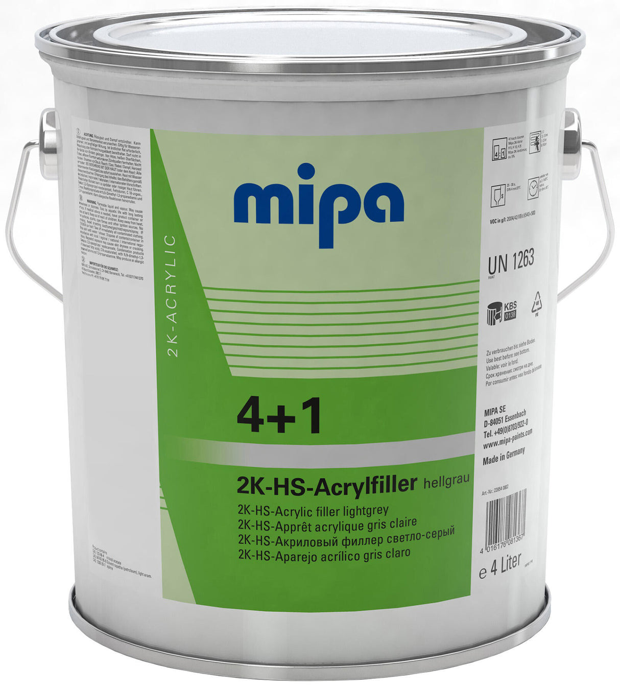 Mipa acrylvuller 4+1 hs 4+1 acrylfilter hs 4l lichtgrijs