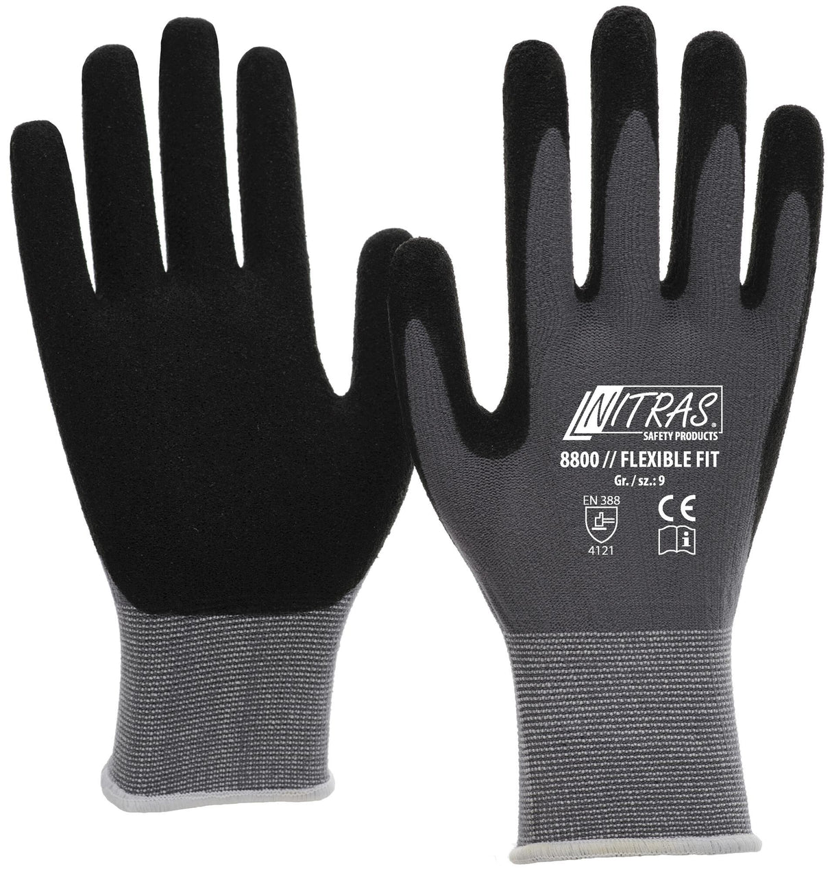 Nitras safety nitras fijn gebreide handschoen flexible fit glove size 8 knit gray sw flexible fit