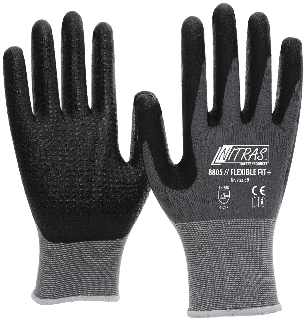 Nitras safety nitras monteurshandschoen flexible fit+ glove size 10 pimples gray sw flexible fit+