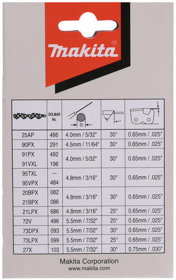 Makita zaagketting 191h02-6 saw chain 35cm, 3 8 pcs. , 1.1mm groove widt