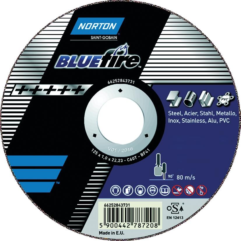 Norton doorslijpschijf "blue fire" cutting discs 76x1.0x10 m norton blue fire
