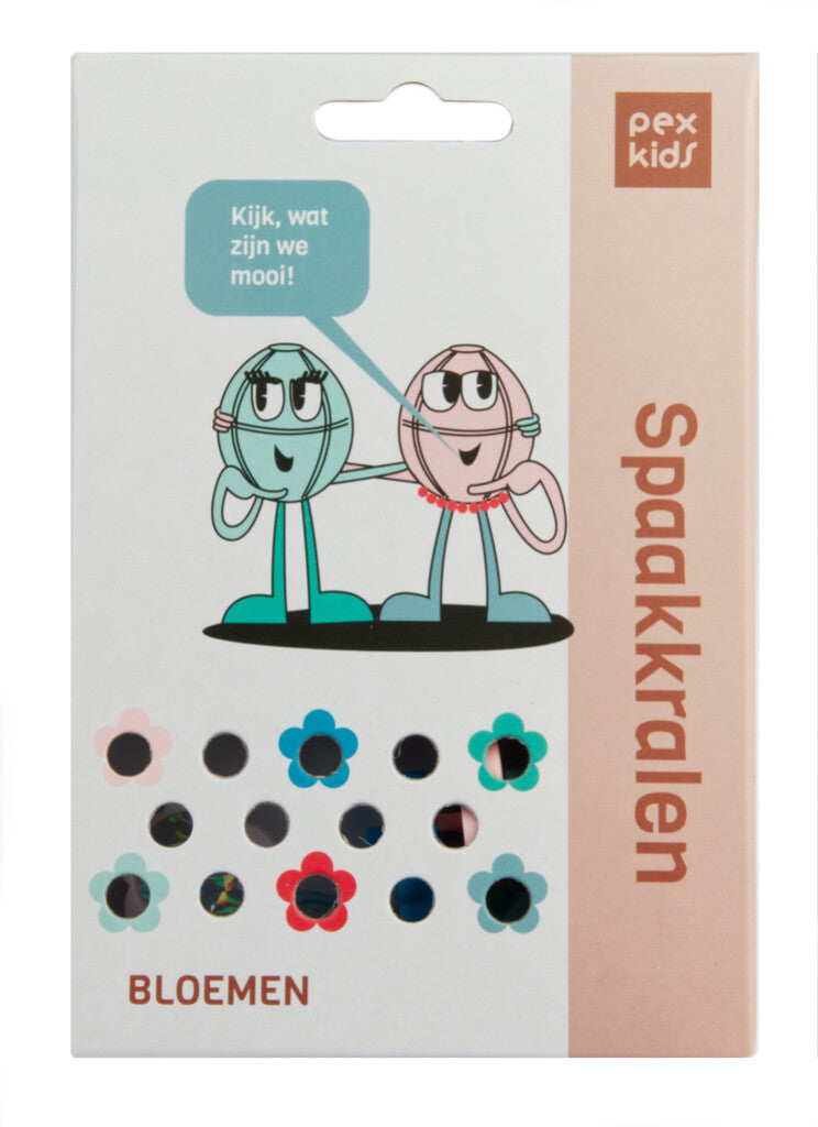 Bicycle sprak kralen Pexkid's Flowers gesorteerd 4-kleurig (12 stuks op kaart)