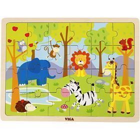 Viga houten legpuzzels, safari dieren, afm 30x22,5 cm, 24 delen, 1 stuk