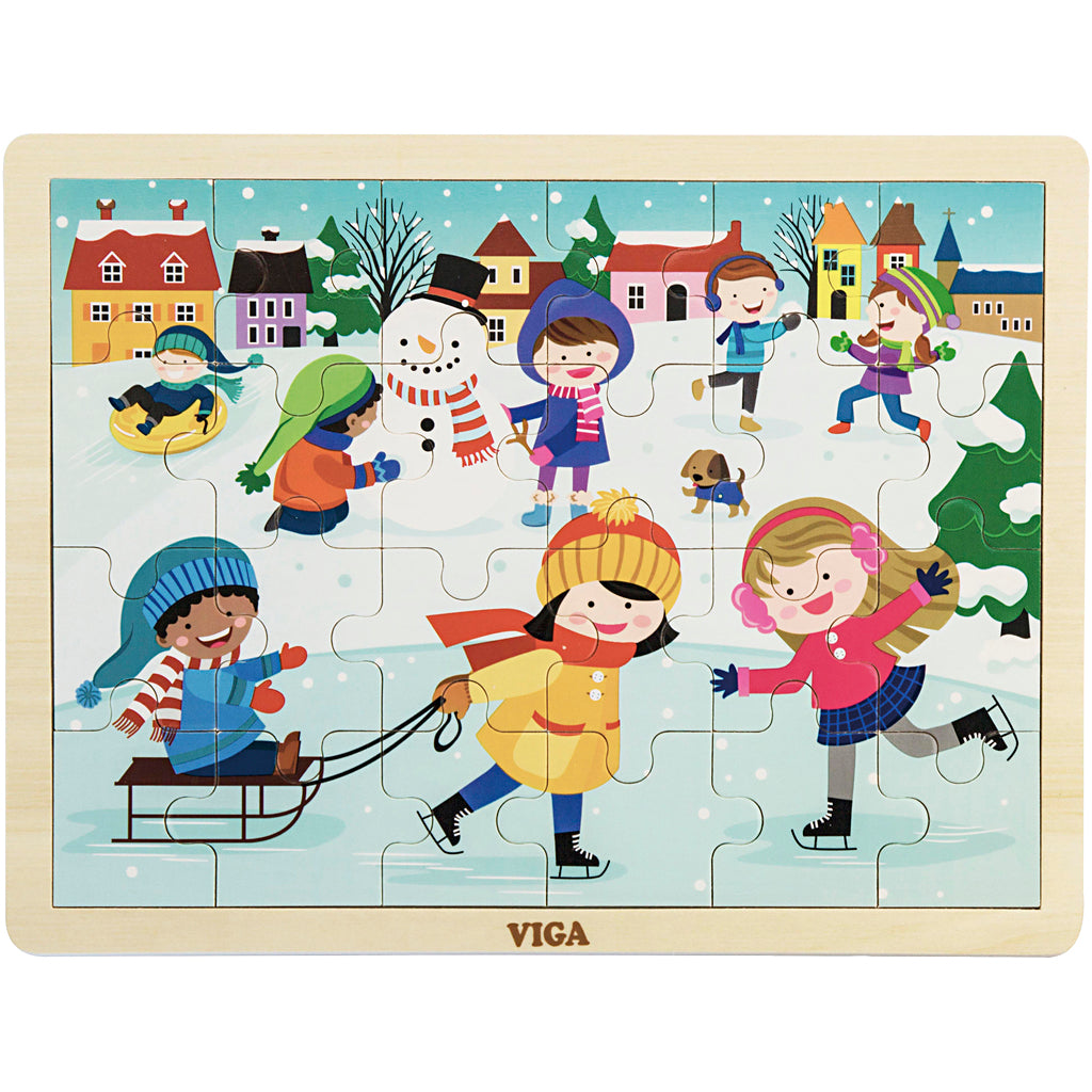 Viga seizoenen houten puzzel, de seizoenen, winter, afm 30x22,5 cm, 24 delen, 1 stuk