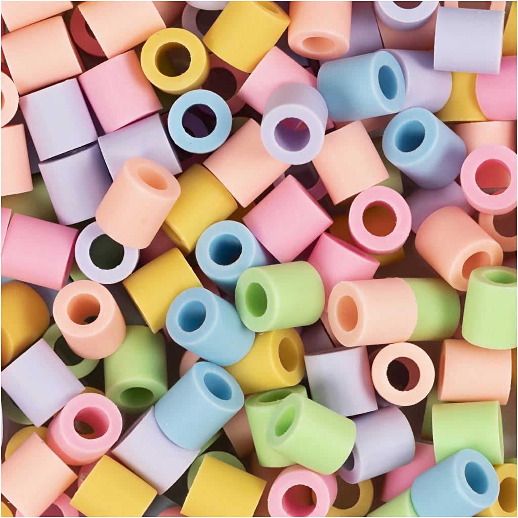 Nabbi biobeads van , afm 5x5 mm, gatgrootte 2.5 mm, medium, pastelkleuren, 1000 stuk 1 doos