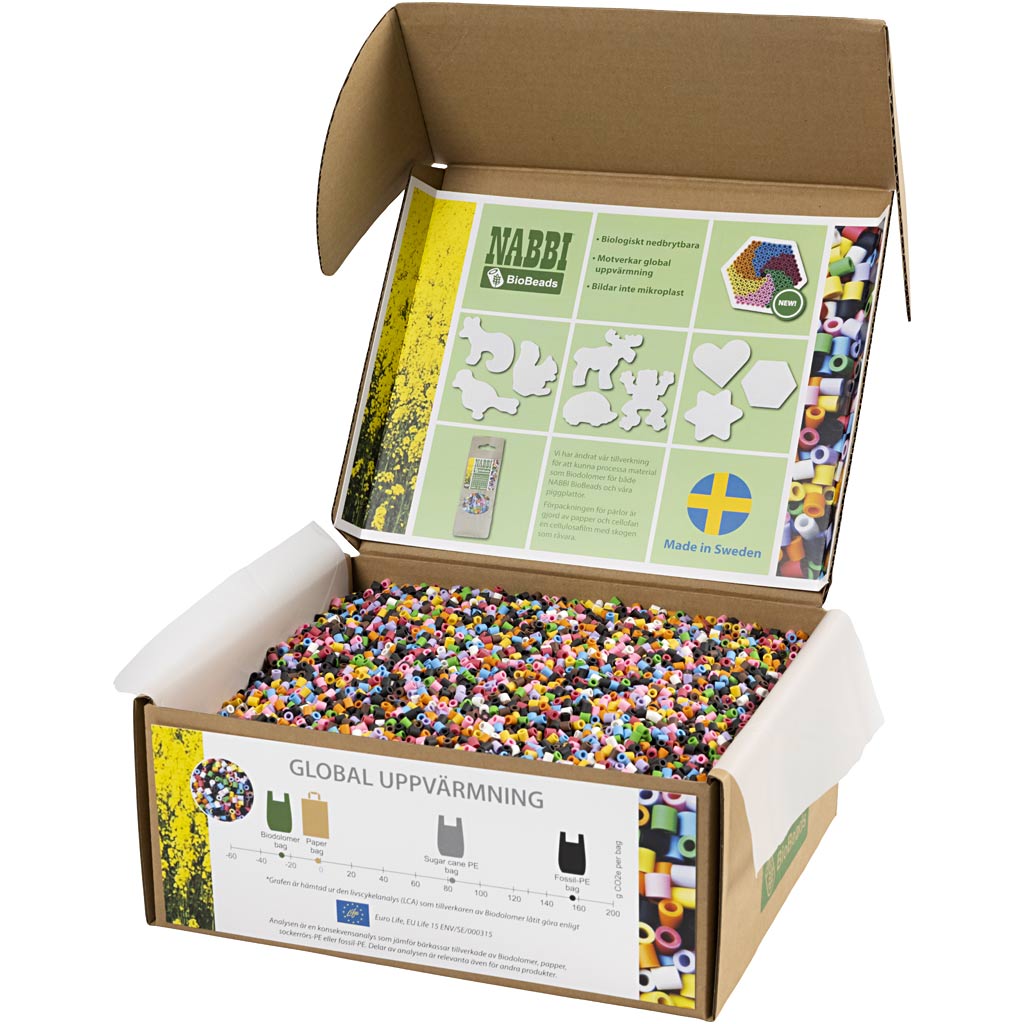 Nabbi biobeads busje, afm 5x5 mm, medium, standaardkleuren, 55000 stuk 1 doos