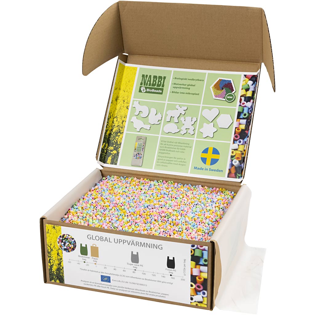 Nabbi biobeads busje, afm 5x5 cm, medium, pastelkleuren, 55000 stuk 1 doos