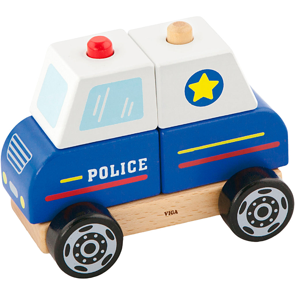 Viga houten politiewagen speelgoed, politieauto, afm 13x10x8 cm, 1 stuk