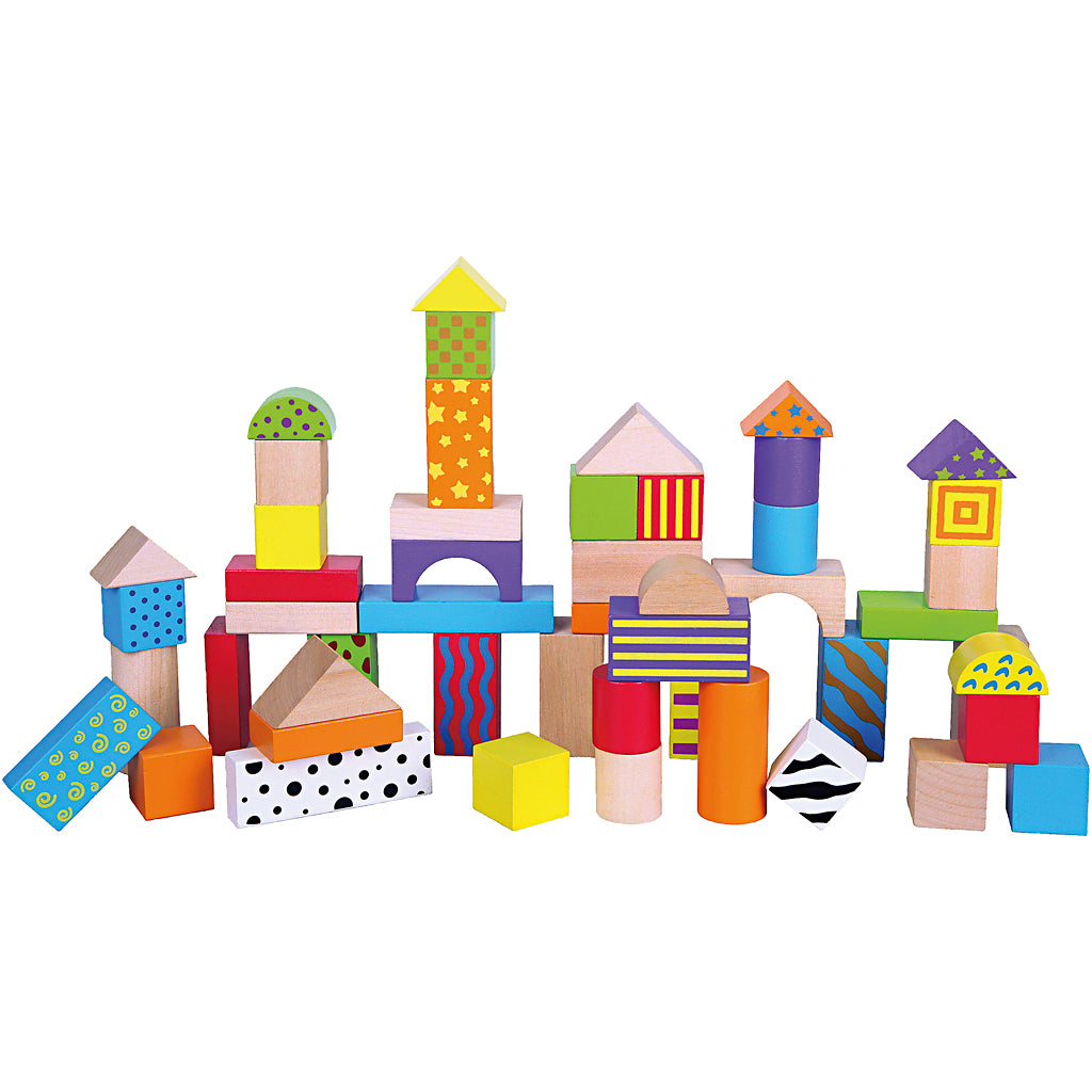 Viga houten blokken, afm 3 cm, 50 onderdelen 1 set