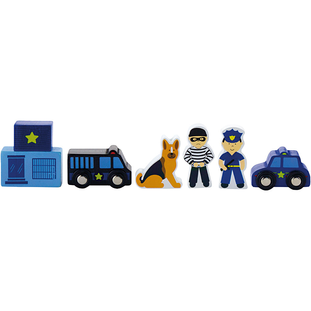 Viga spoorwegaccessoires, politie, 6 onderdelen 1 set